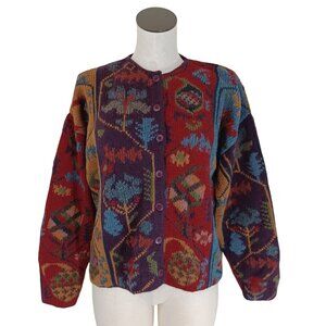Peruvian Connection Cardigan Sweater 100% Alpaca Button Front Womens Large